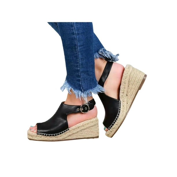 Details about / Women/'s Slingbacks Platform Wedge Heels T-Strap Sandals Peep Toe Casual Shoes